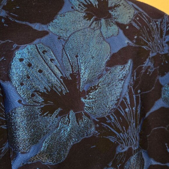 Inc International Concept Blue Floral Metallic Fancy Blazer Jacket Size XL - Picture 7 of 11
